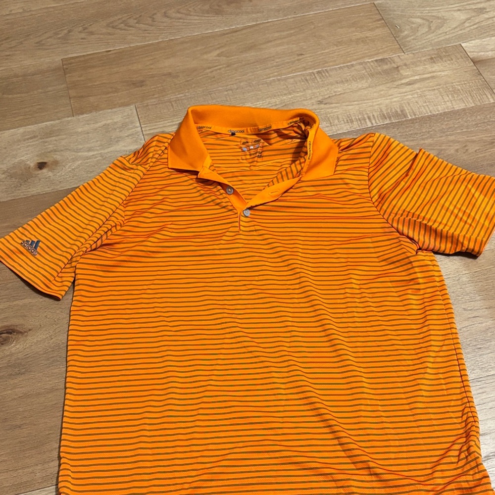 Adidas Orange Striped Polo Shirt